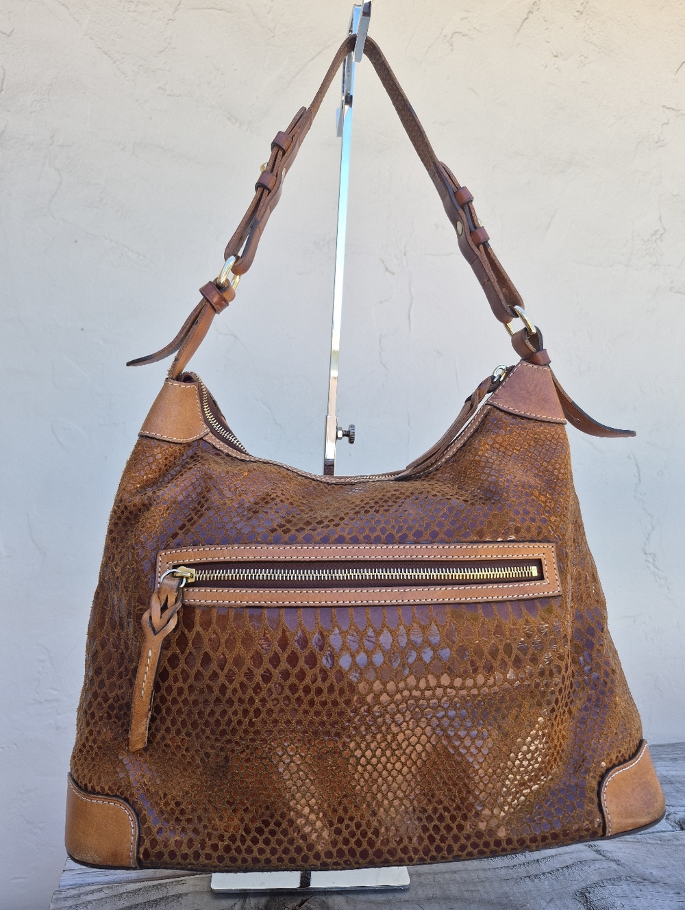 Dooney & Bourke Erica Snakeskin Hobo Shoulder Bag - Picture 9 of 14